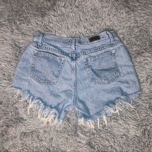 Hi-Rise Thrifted Distressed Light Wash Denim Shorts